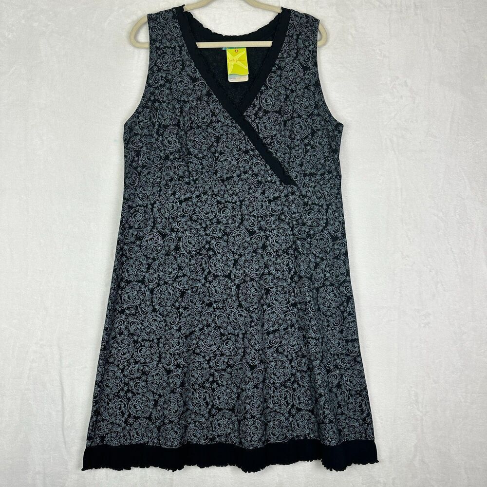 fresh produce Black and White Paisley Sleeveless Mini Dress